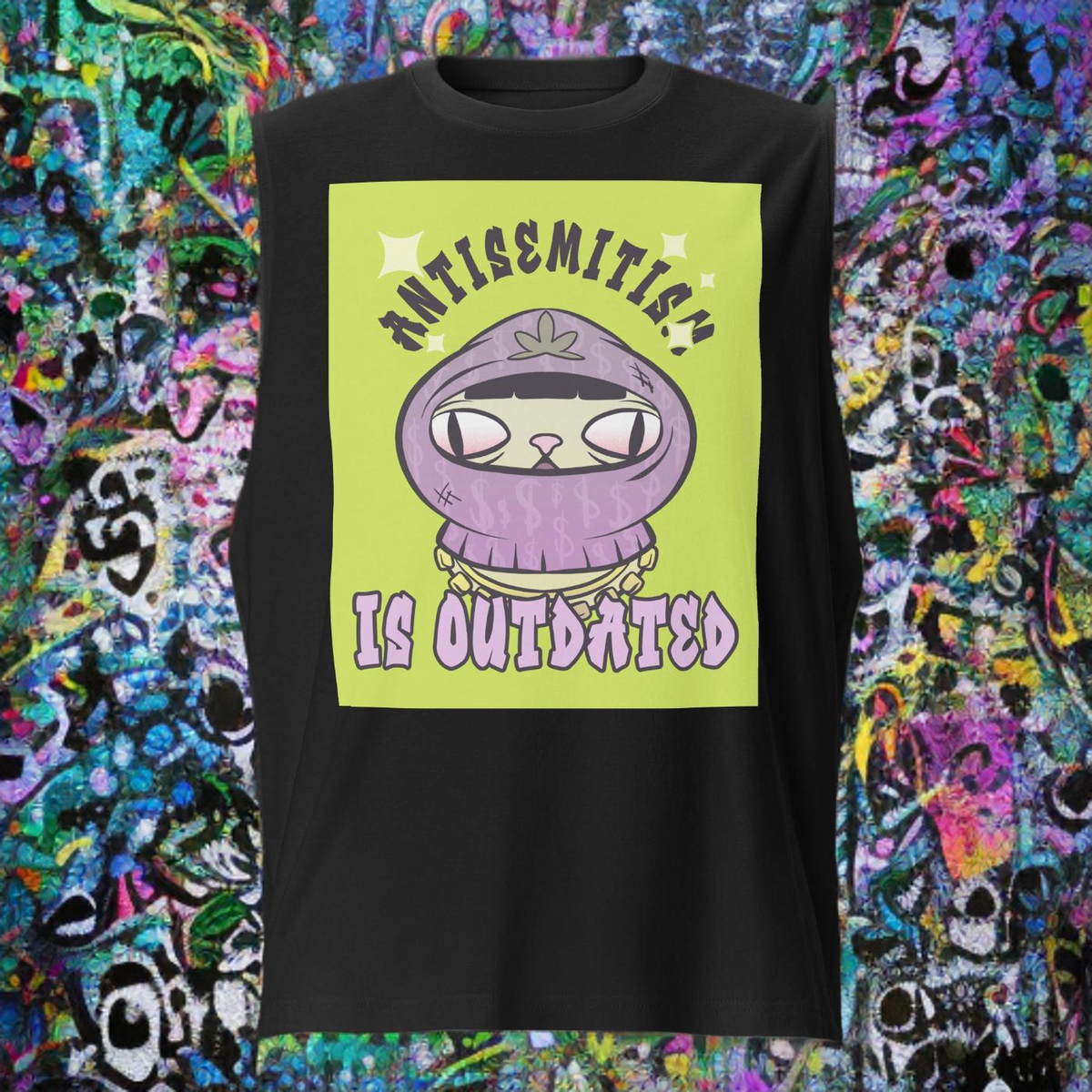 Cool Cat | Antisemitism Is Outdated | Unisex Muscle Tank Top Jouparty