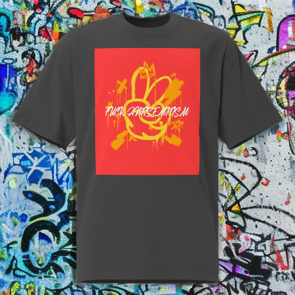 Fuck Antisemitism Graffiti | No Antisemitism | Unisex Oversized Faded T-Shirt