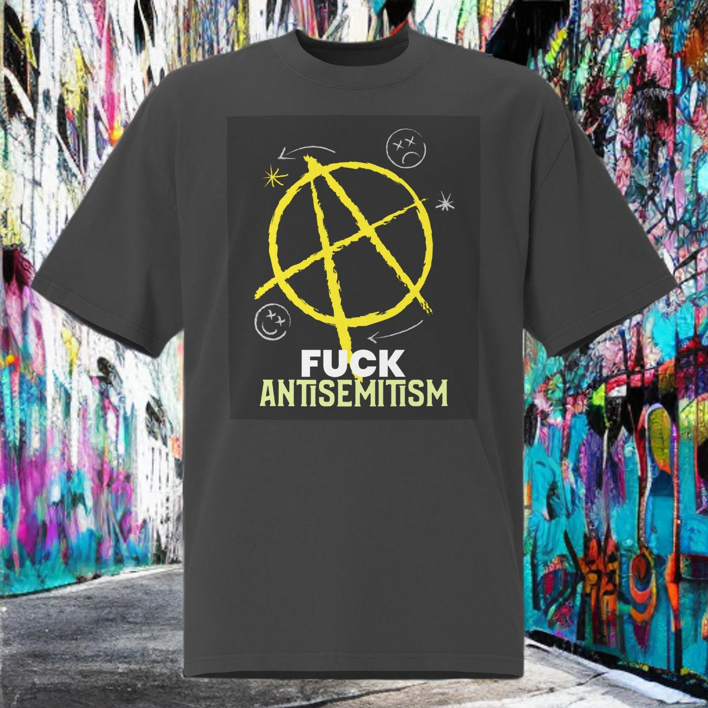 Fuck Antisemitism Graffiti | No Antisemitism | Unisex Oversized Faded T-Shirt