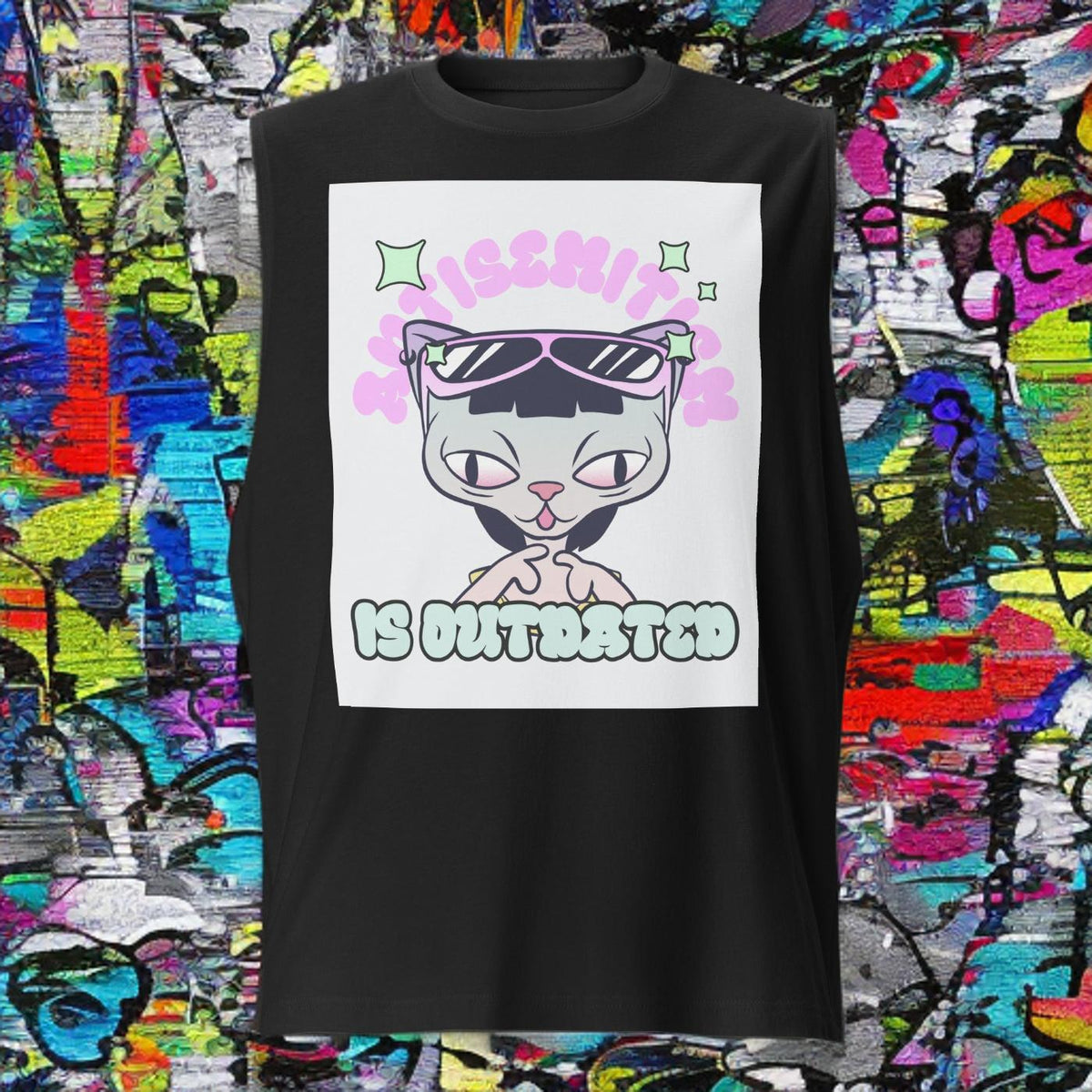 Cool Cat | Antisemitism Is Outdated | Unisex Muscle Tank Top Jouparty