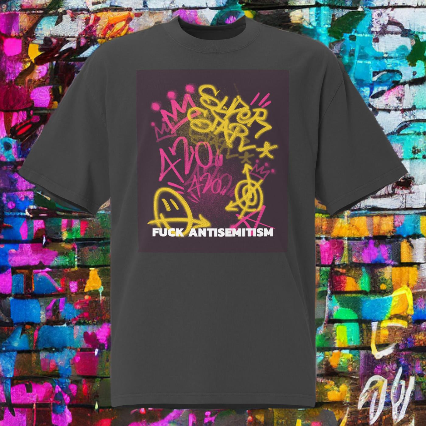 Fuck Antisemitism Graffiti | No Antisemitism | Unisex Oversized Faded T-Shirt