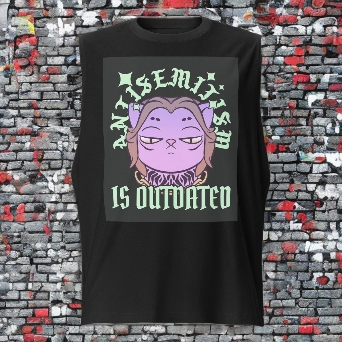 Cool Cat | Antisemitism Is Outdated | Unisex Muscle Tank Top Jouparty