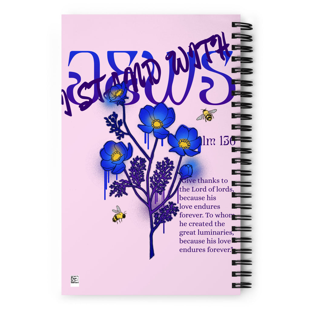 I Stand With Jews | Flower Christian Bible Verse | Spiral Notebook