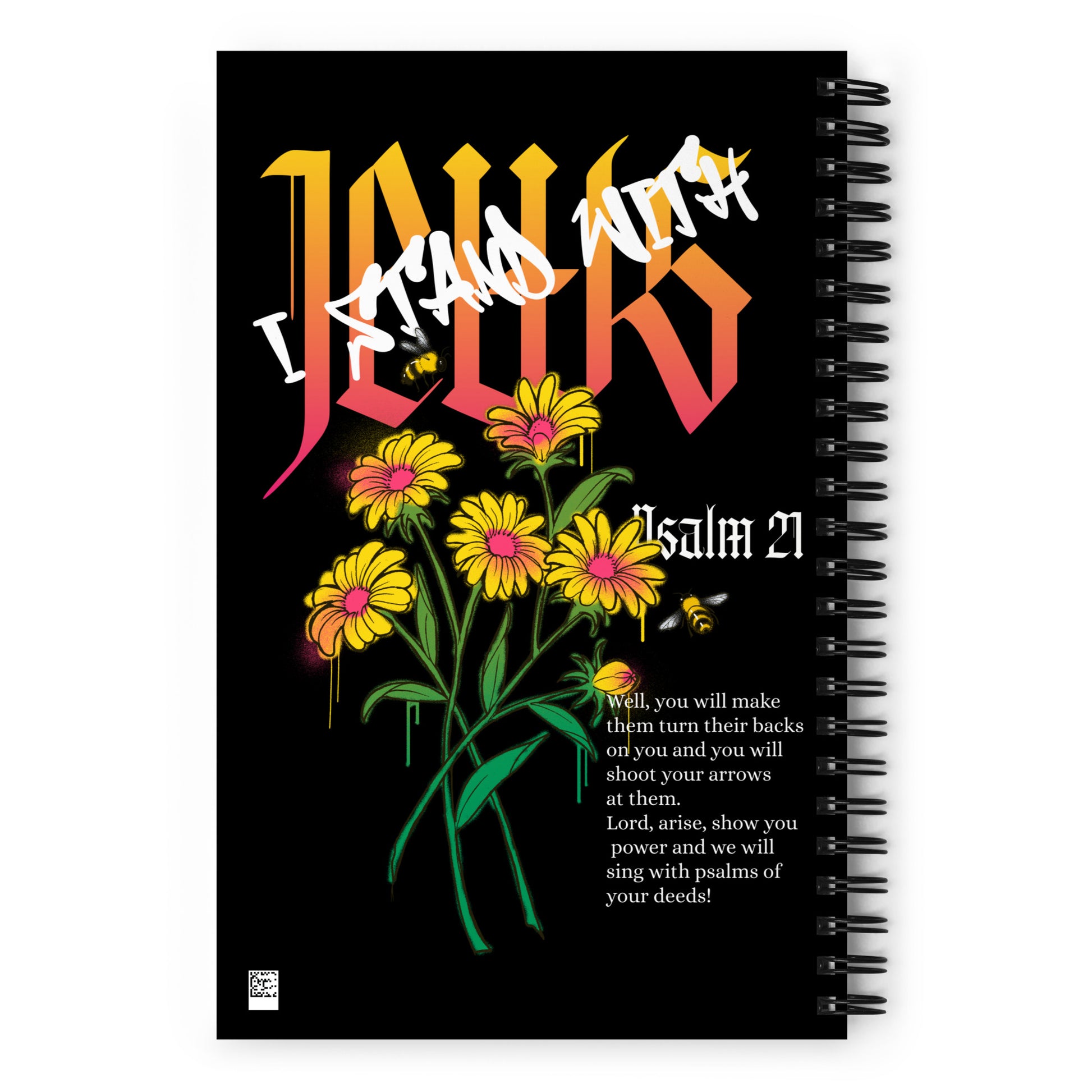 I Stand With Jews | Flower Christian Bible Verse | Spiral Notebook