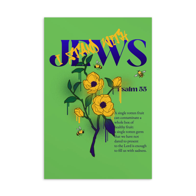 I Stand With Jews | Flower Christian Bible Verse | Standard Postcard
