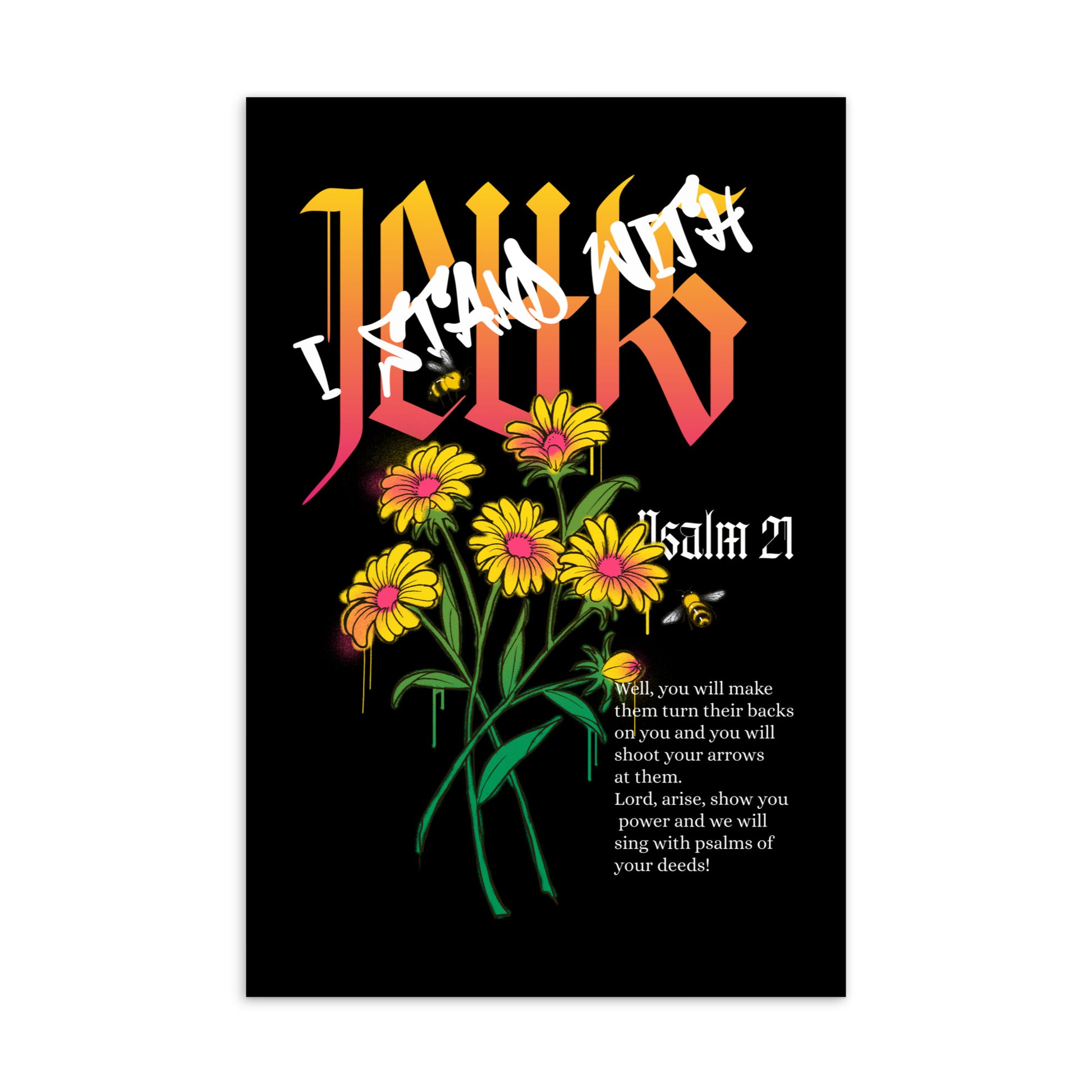 I Stand With Jews | Flower Christian Bible Verse | Standard Postcard