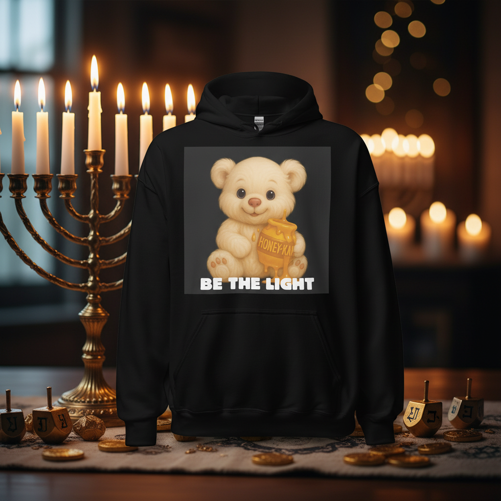 Be The Light | Hanukkah Honey Bear | Marshmallow Sweets Edition | Unisex Hoodie Jouparty