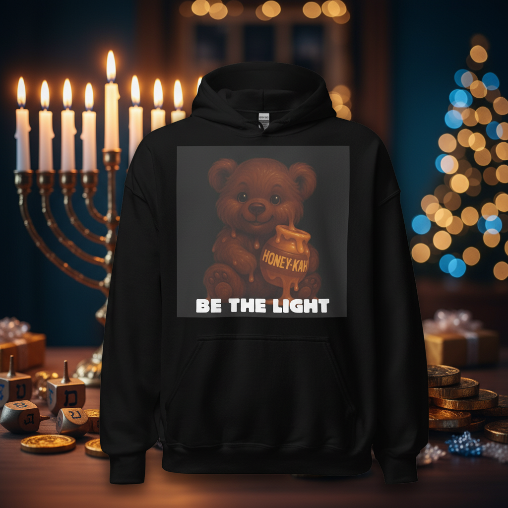 Be The Light | Hanukkah Honey Bear | Chocolate Sweets Edition | Unisex Hoodie Jouparty