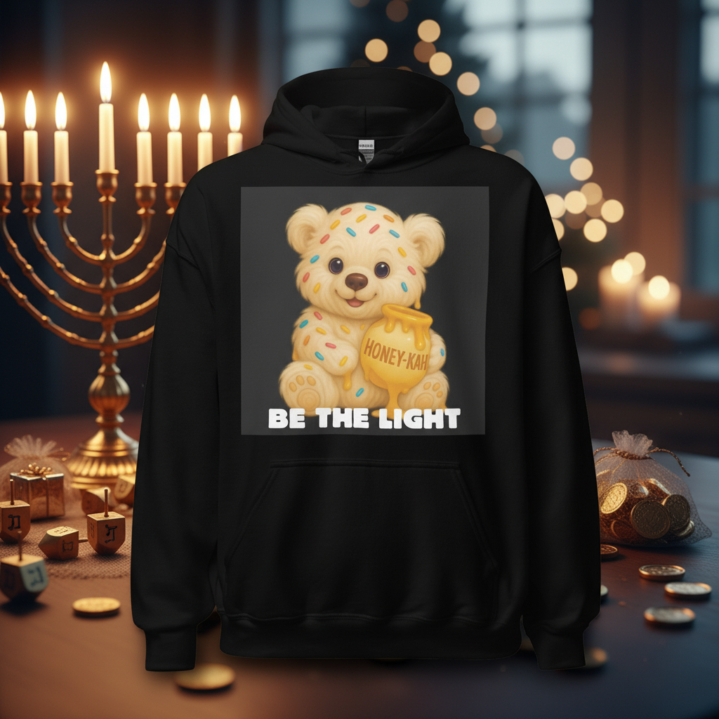 Be The Light | Hanukkah Honey Bear | White Sprinkles Chocolate | Sweets Edition | Unisex Hoodie Jouparty