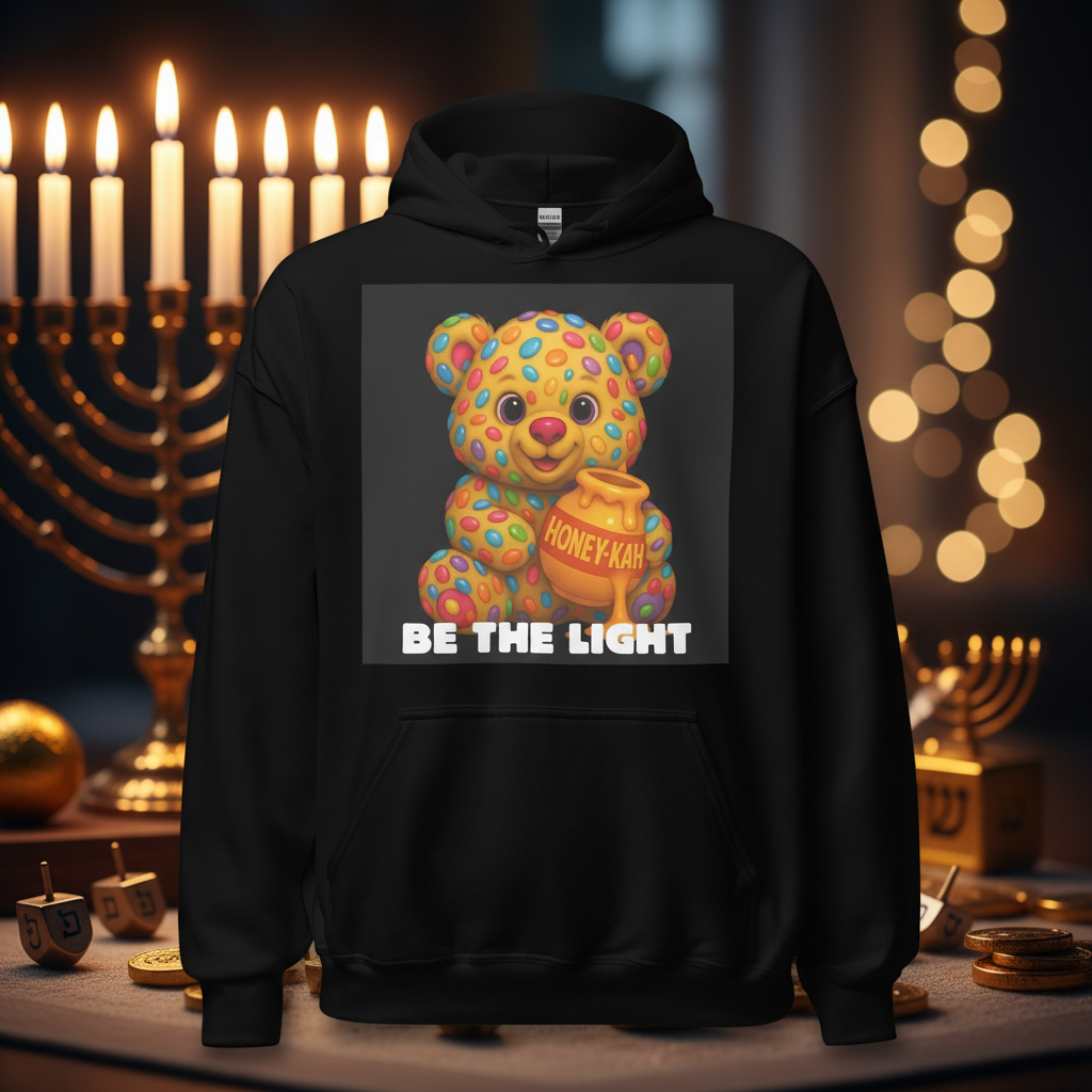 Be The Light | Hanukkah Honey Bear | Smarties Sweets Edition | Unisex Hoodie Jouparty