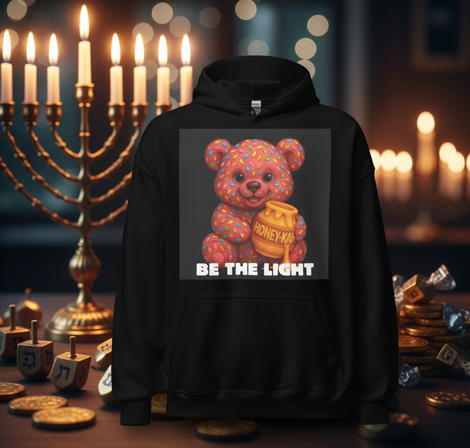 Be The Light | Hanukkah Honey Bear | Cupcake Sweets Edition | Unisex Hoodie Jouparty