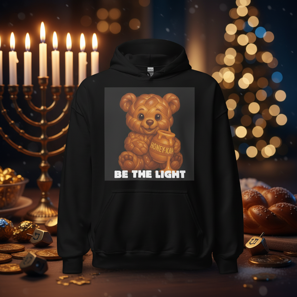 Be The Light | Hanukkah Honey Bear | Challah Sweets Edition | Unisex Hoodie Jouparty