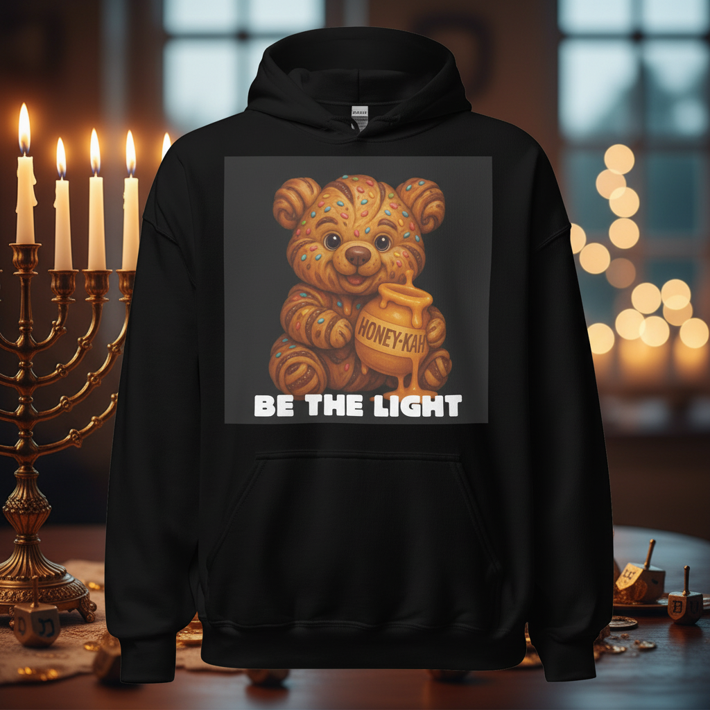 Be The Light | Hanukkah Honey Bear | Rugelach Sweets Edition | Unisex Hoodie Jouparty