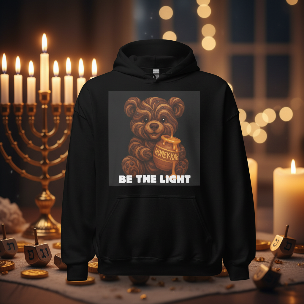 Be The Light | Hanukkah Honey Bear | Chocolate Babka Sweets Edition | Unisex Hoodie Jouparty