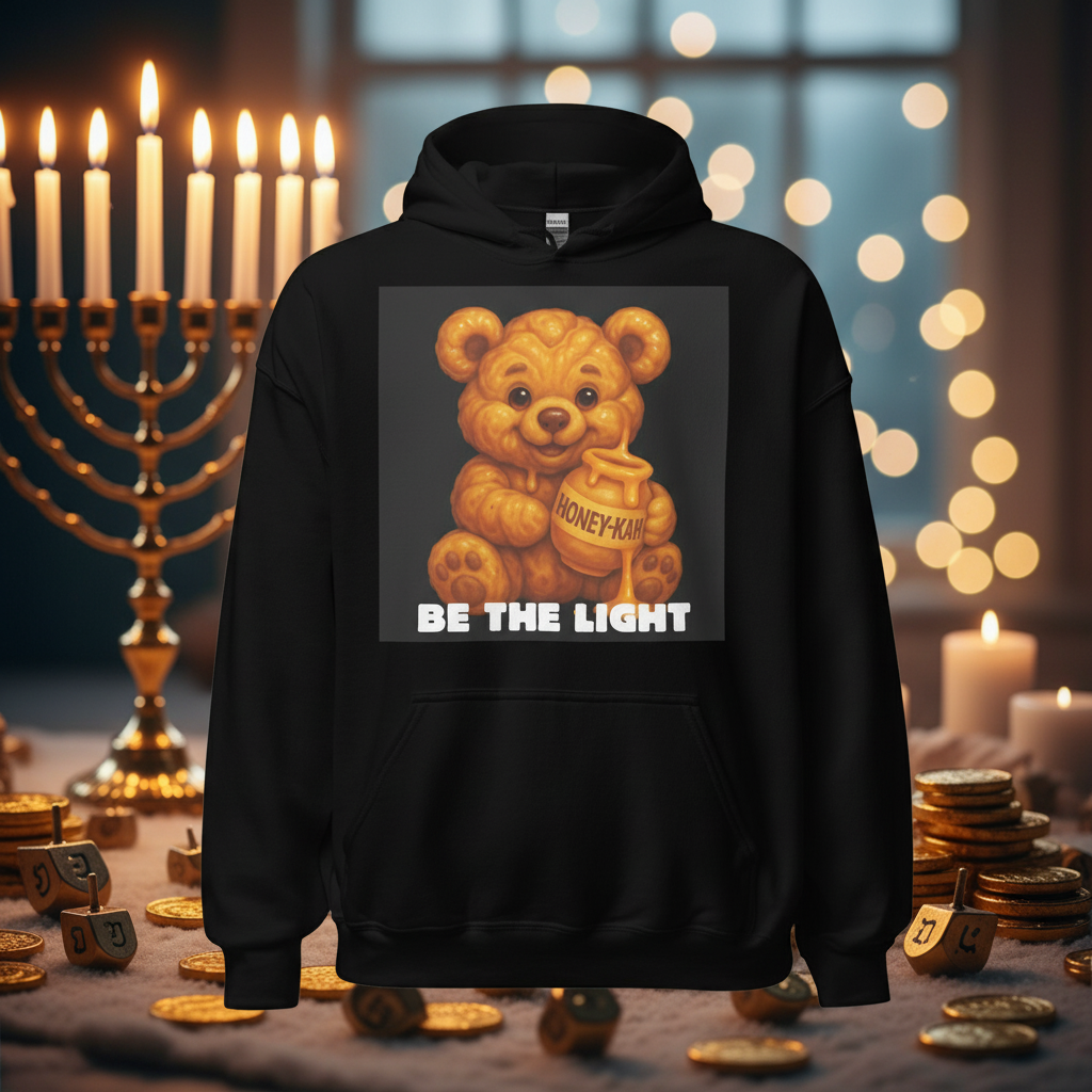 Be The Light | Hanukkah Honey Bear | Loukoumades Sweets Edition | Unisex Hoodie Jouparty