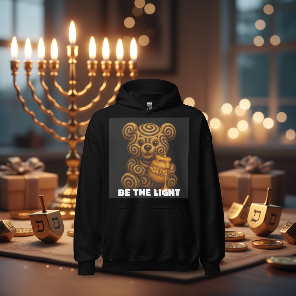 Be The Light | Hanukkah Honey Bear | Poppy-Seed Strudel Sweets Edition | Unisex Hoodie Jouparty