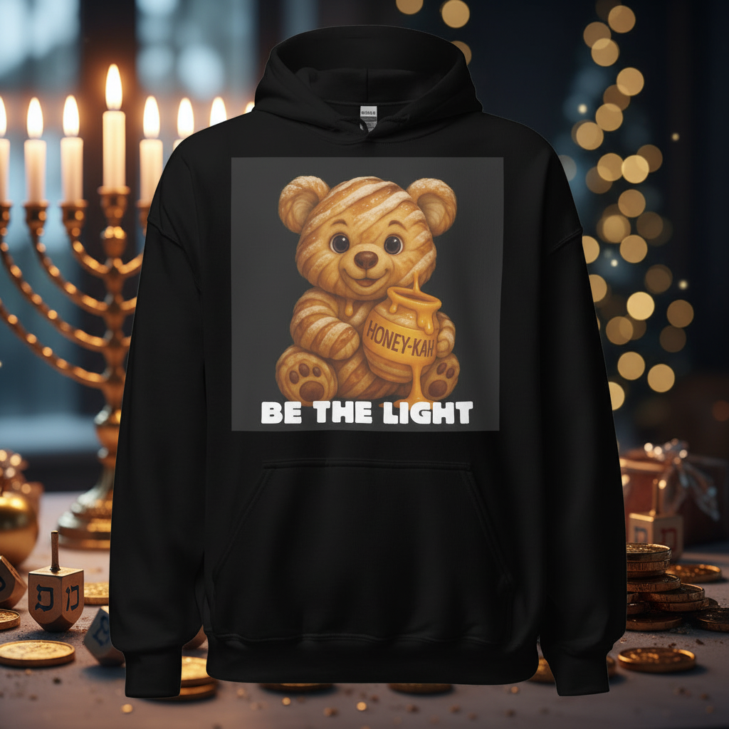 Be The Light | Hanukkah Honey Bear | Apple Strudel Sweets Edition | Unisex Hoodie Jouparty