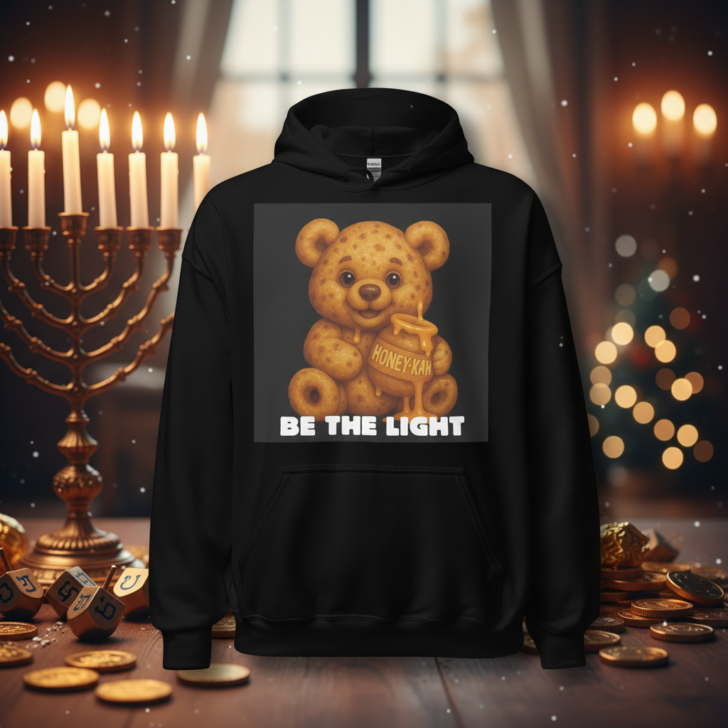 Be The Light | Hanukkah Honey Bear | Potato Donuts Sweets Edition | Unisex Hoodie Jouparty