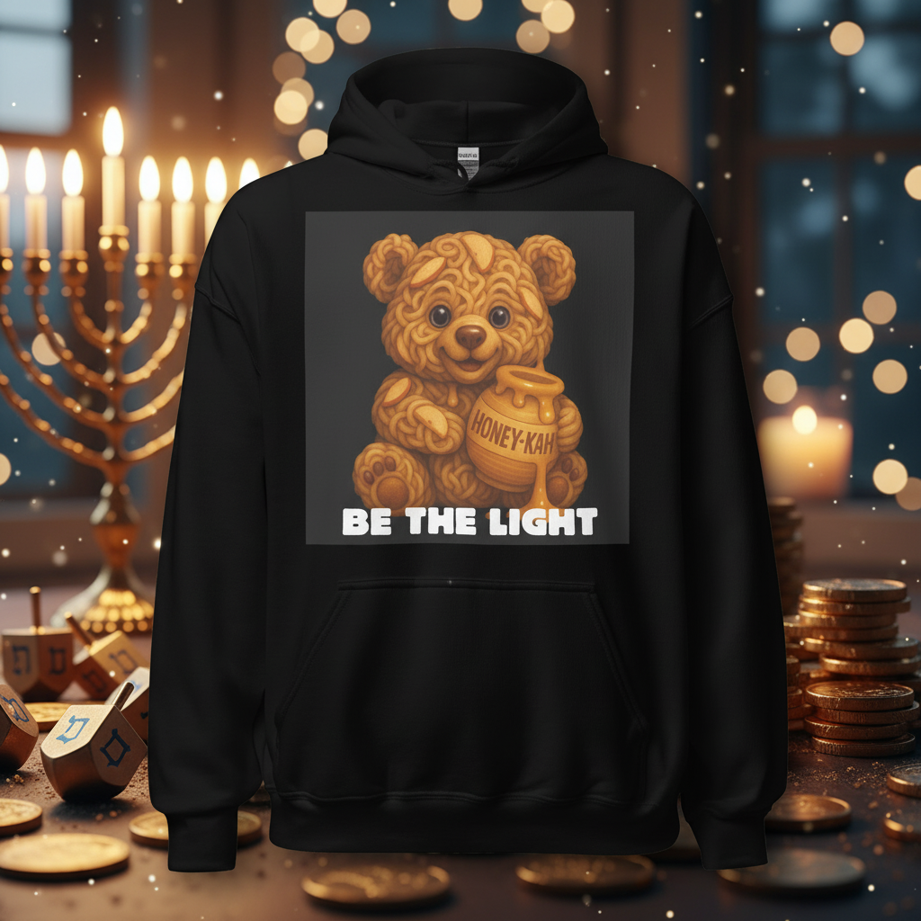 Be The Light | Hanukkah Honey Bear | Sweet Kugel With Apples Sweets Edition | Unisex Hoodie Jouparty