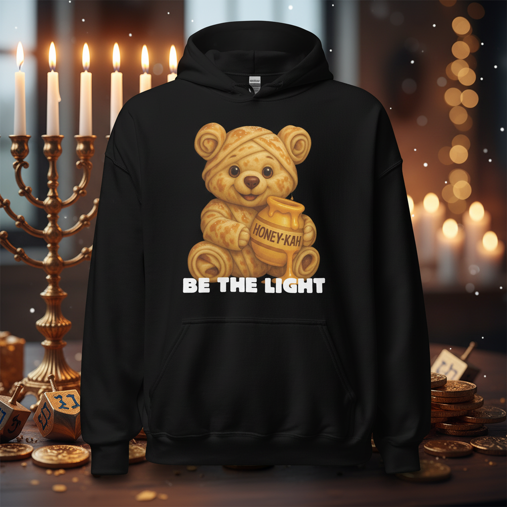 Be The Light | Hanukkah Honey Bear | Blintzes Sweets Edition | Unisex Hoodie Jouparty