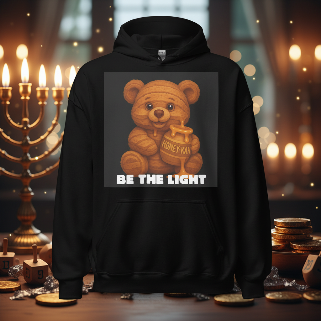 Be The Light | Hanukkah Honey Bear | Honey Cake Sweets Edition | Unisex Hoodie Jouparty