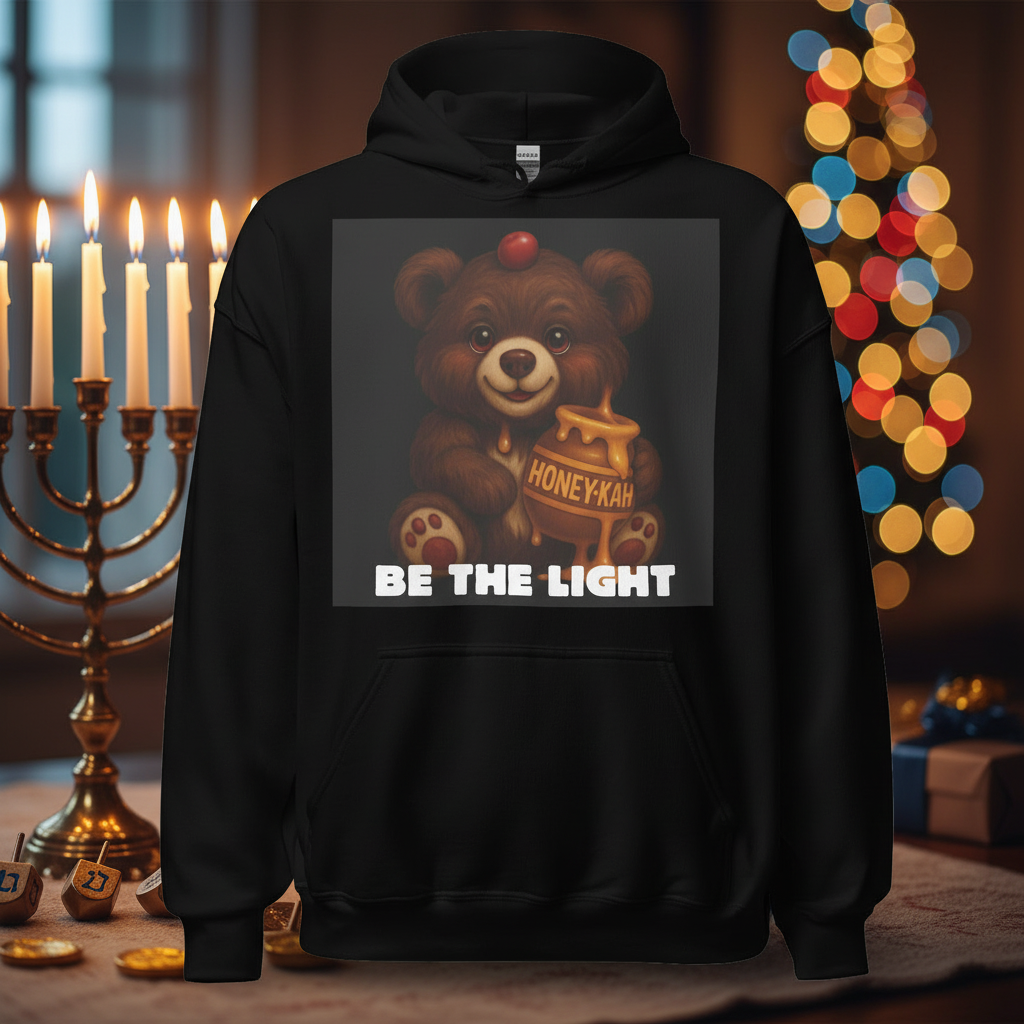 Be The Light | Hanukkah Honey Bear | Black Forest Cake Sweets Edition | Unisex Hoodie Jouparty