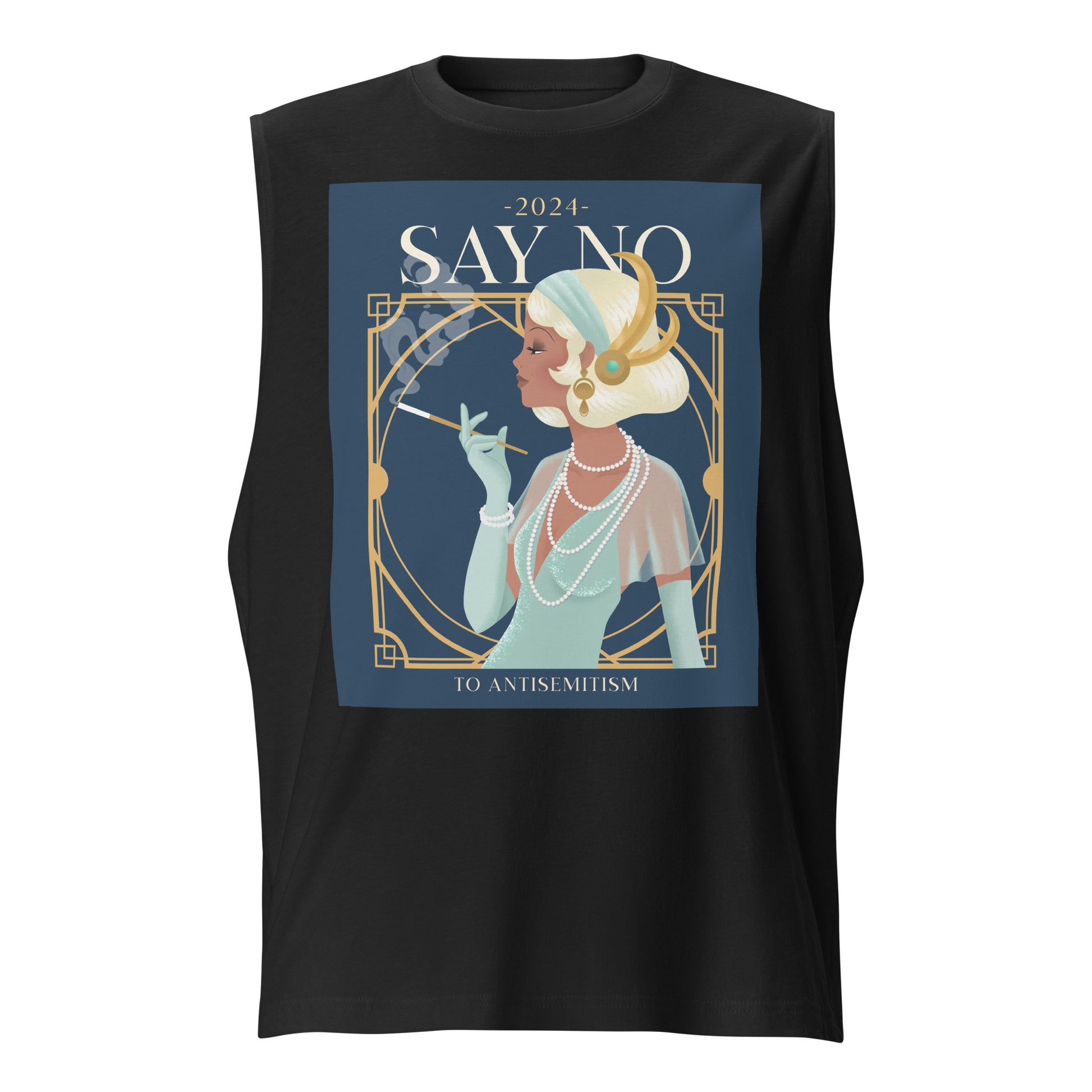Art Deco Love Story | No Antisemitism | Unisex Muscle Tank Top Jouparty