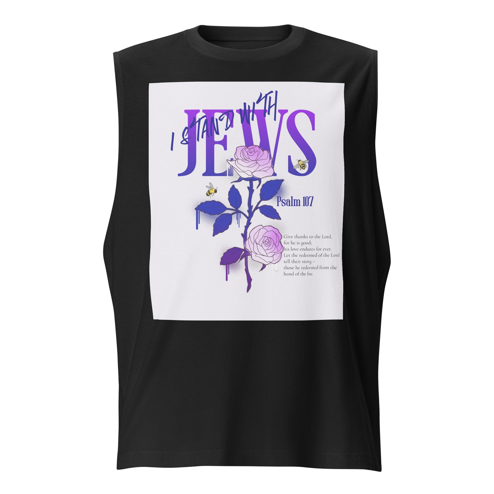 I Stand With Jews | Flower Christian Bible Verse | Unisex Muscle Tank Top Jouparty