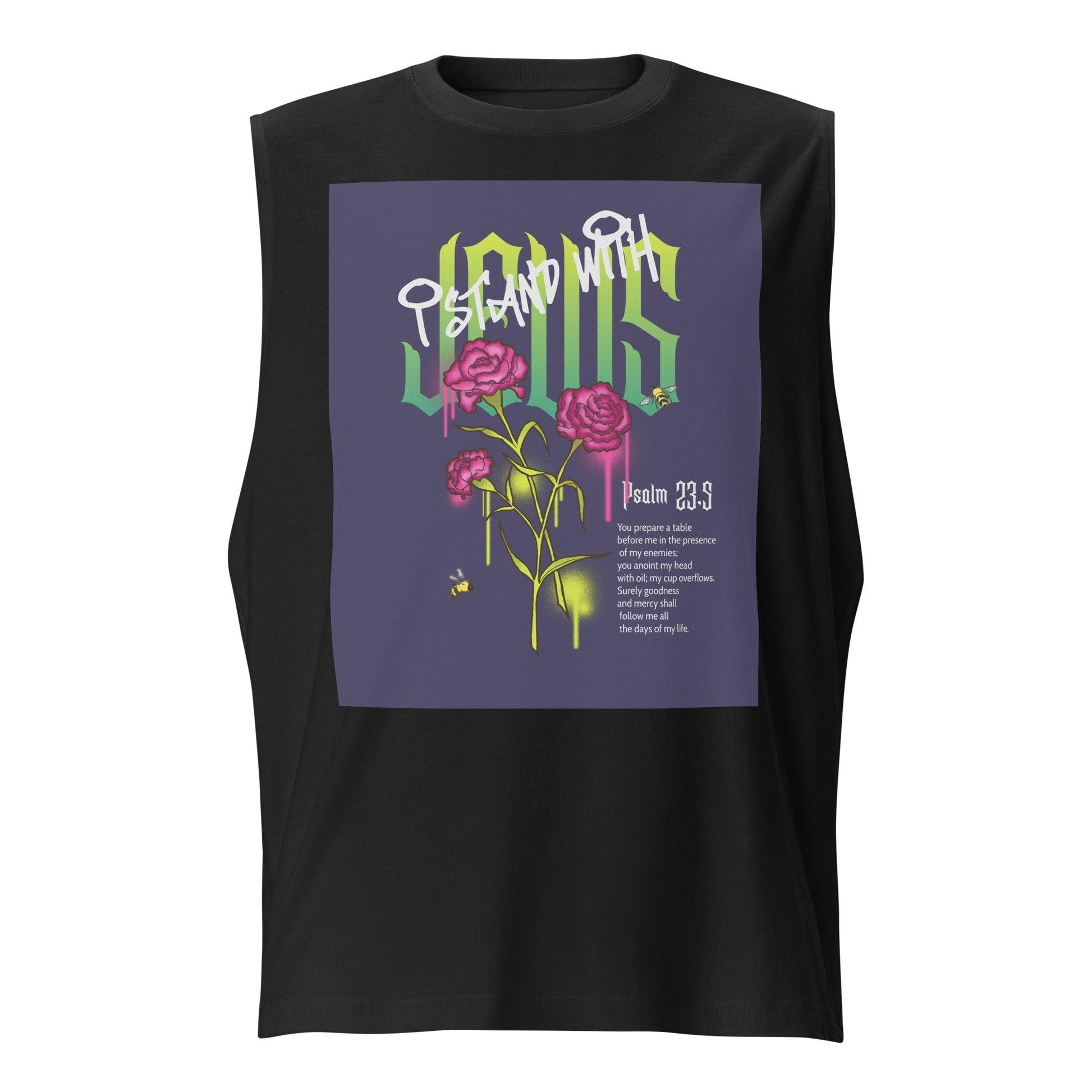 I Stand With Jews | Flower Christian Bible Verse | Unisex Muscle Tank Top Jouparty
