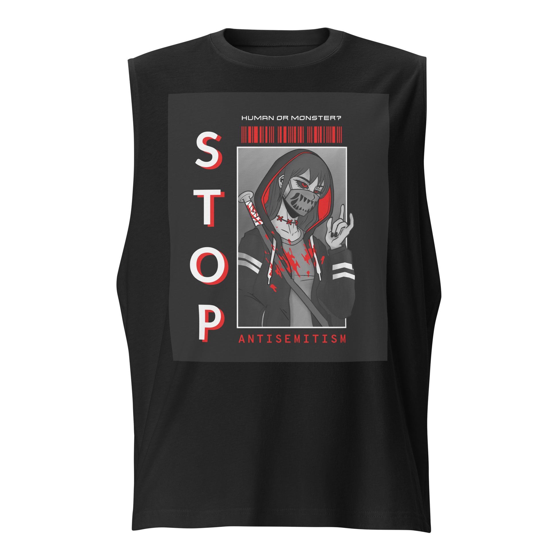 Human Or Monster | Antisemitism | Unisex Muscle Tank Top Jouparty