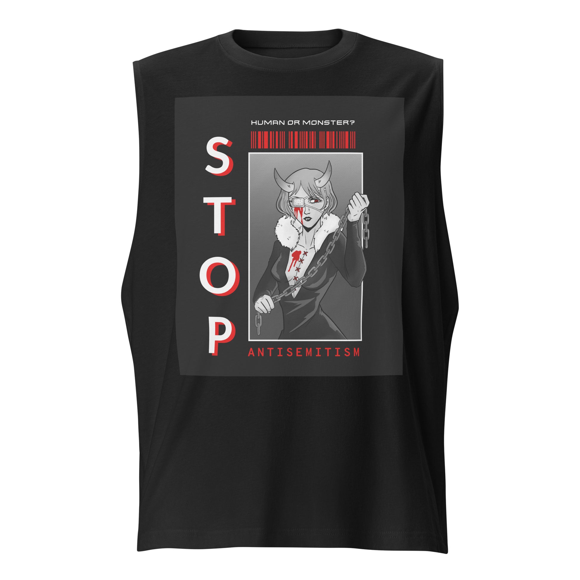 Human Or Monster | Antisemitism | Unisex Muscle Tank Top Jouparty