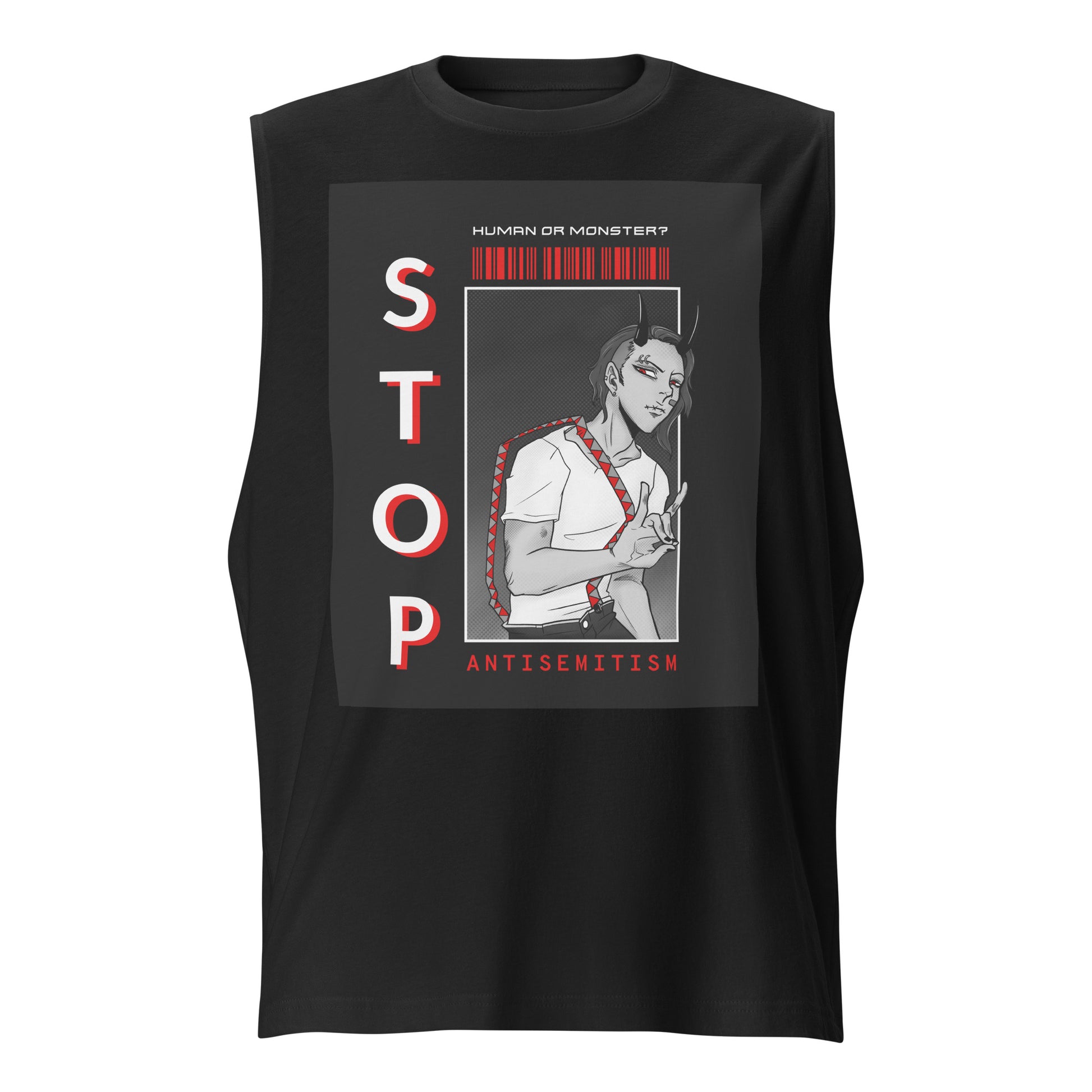 Human Or Monster | Antisemitism | Unisex Muscle Tank Top Jouparty