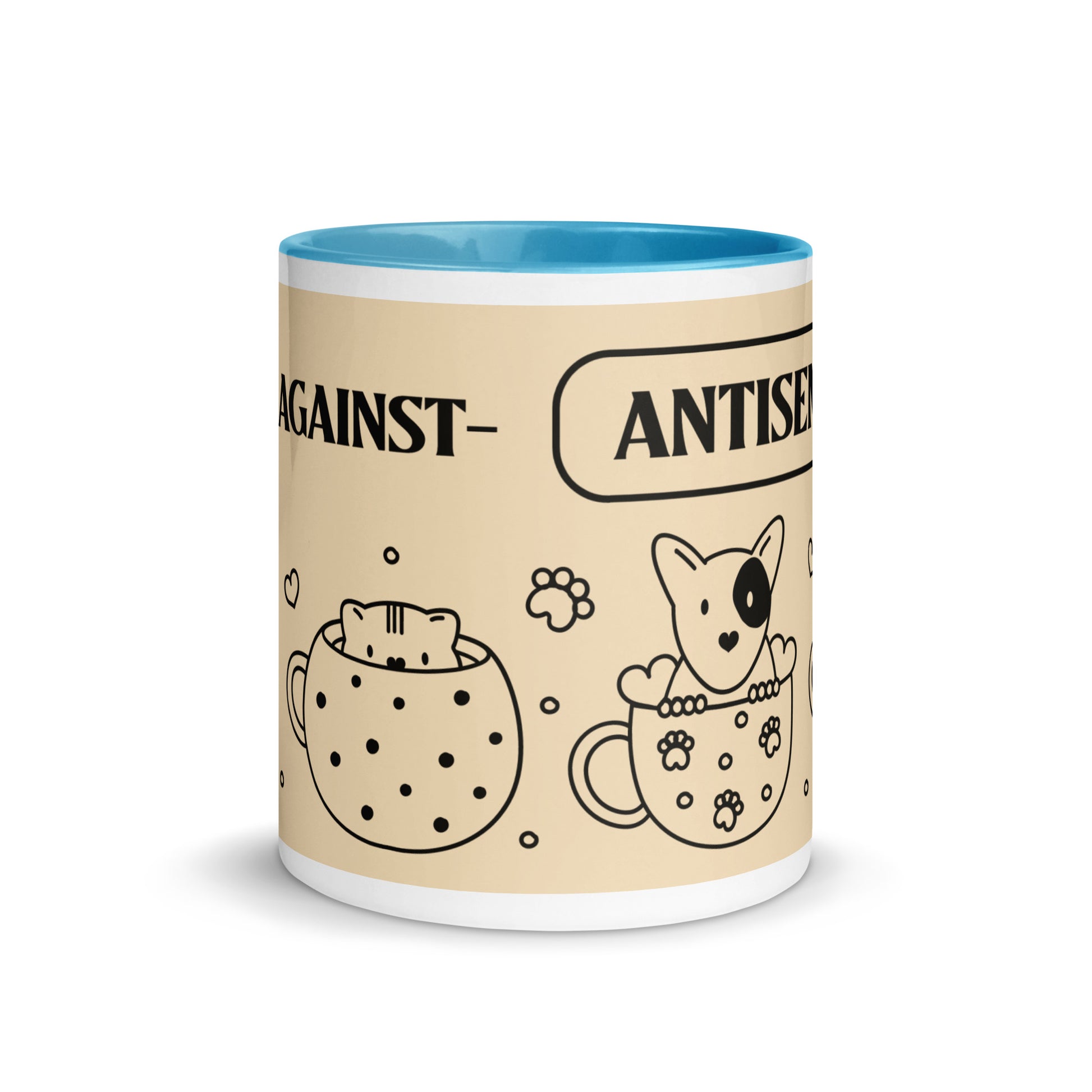 Cute Doodle Pet | Antisemitism | White Mug With Color Inside