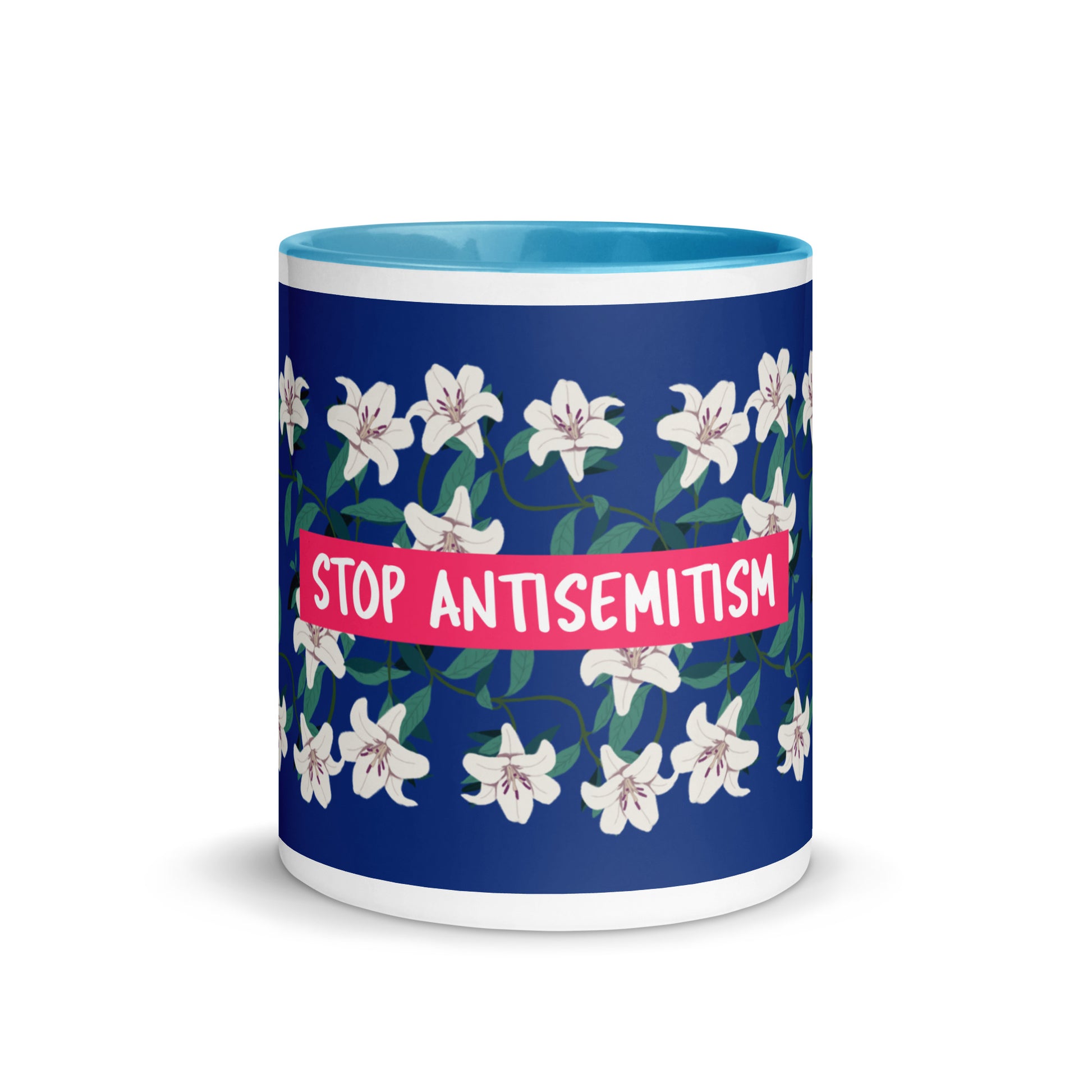 Flower Anthem | Antisemitism | White Mug With Color Inside