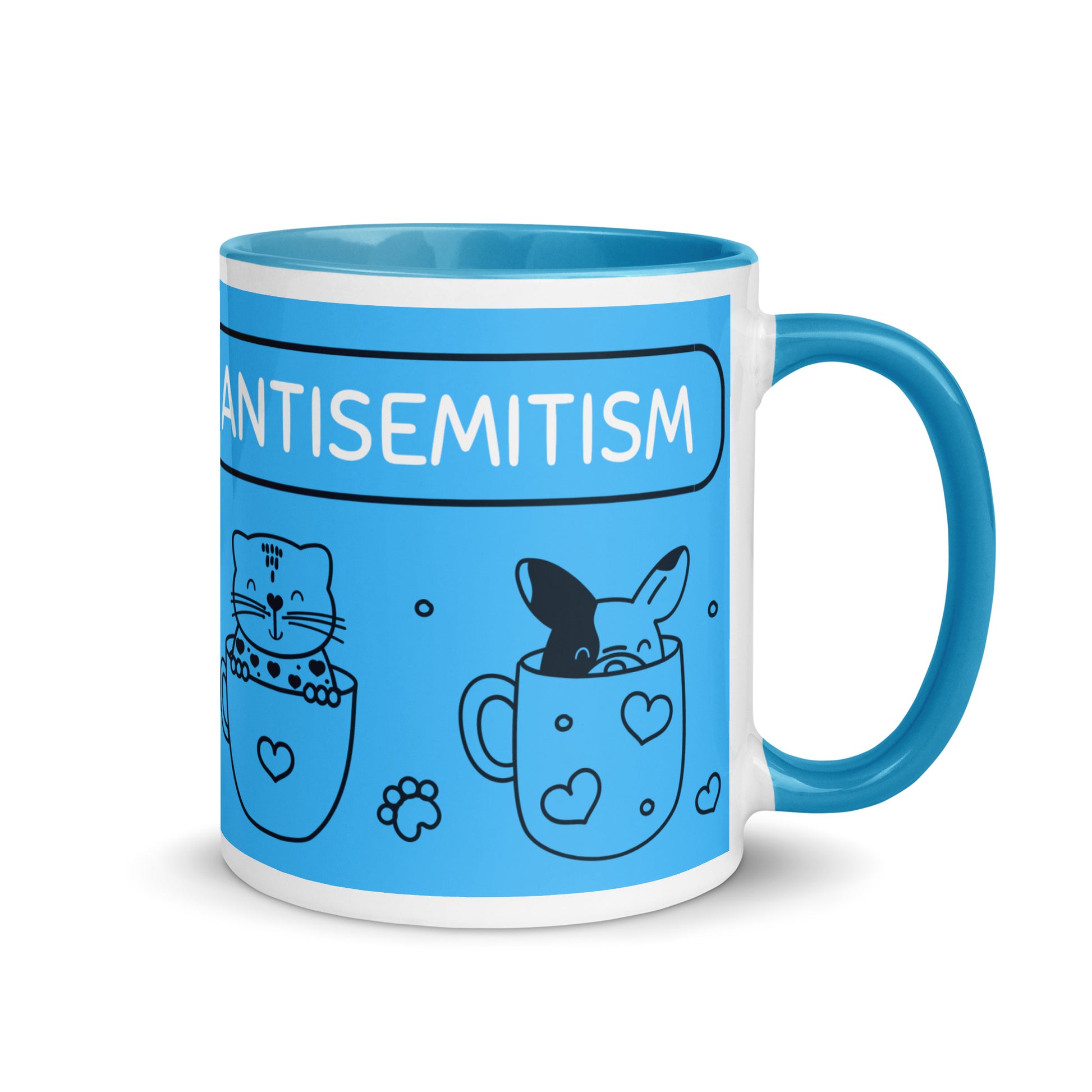 Cute Doodle Pet | Antisemitism | White Mug With Color Inside