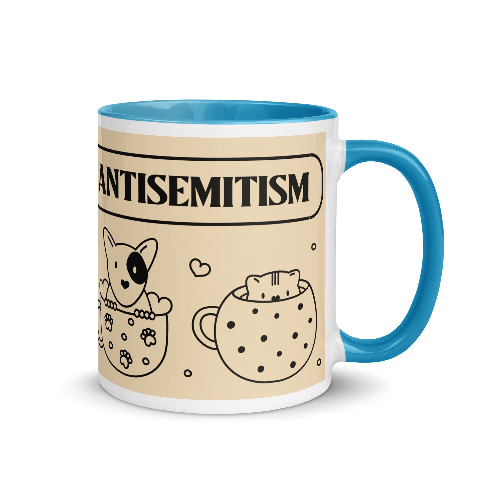 Cute Doodle Pet | Antisemitism | White Mug With Color Inside
