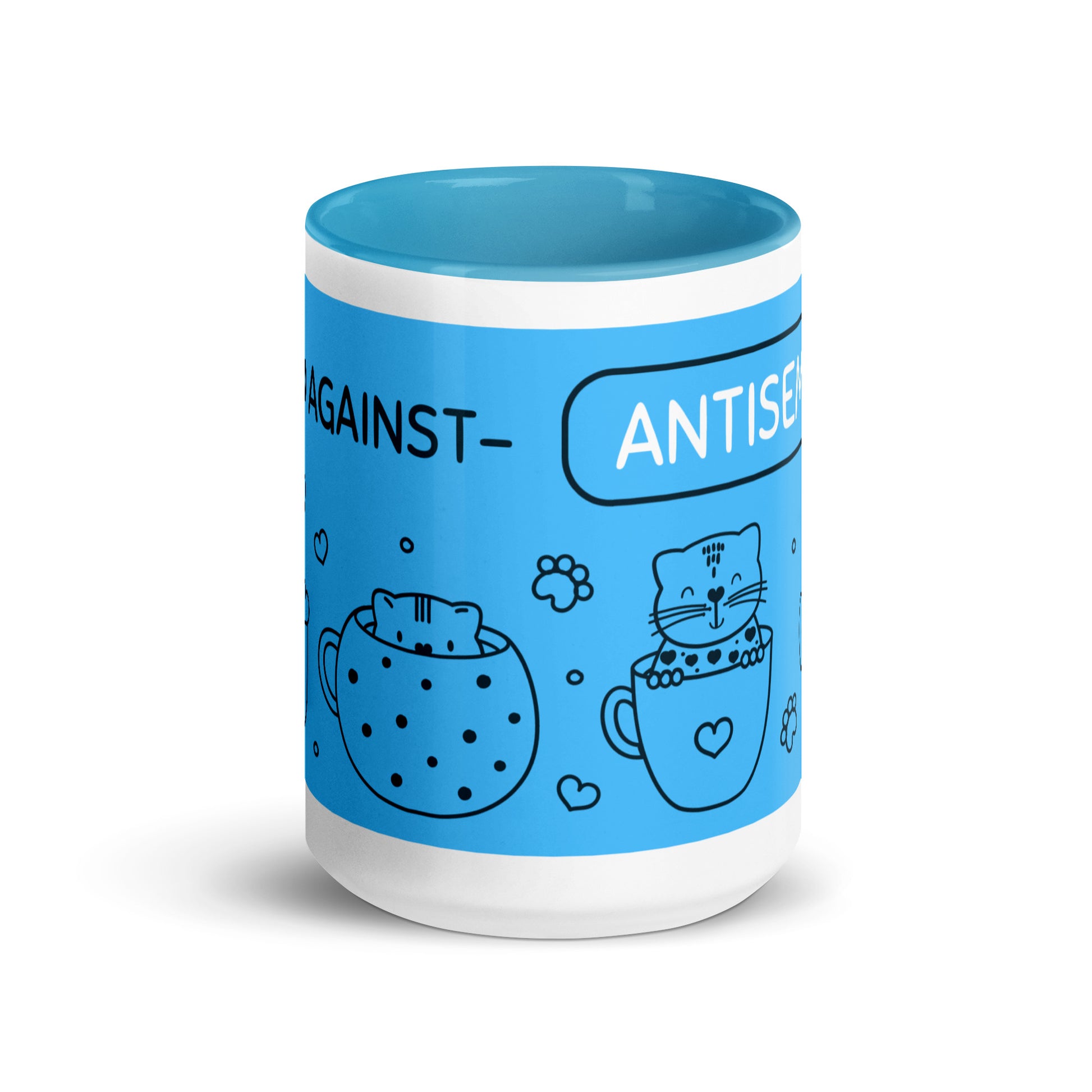 Cute Doodle Pet | Antisemitism | White Mug With Color Inside