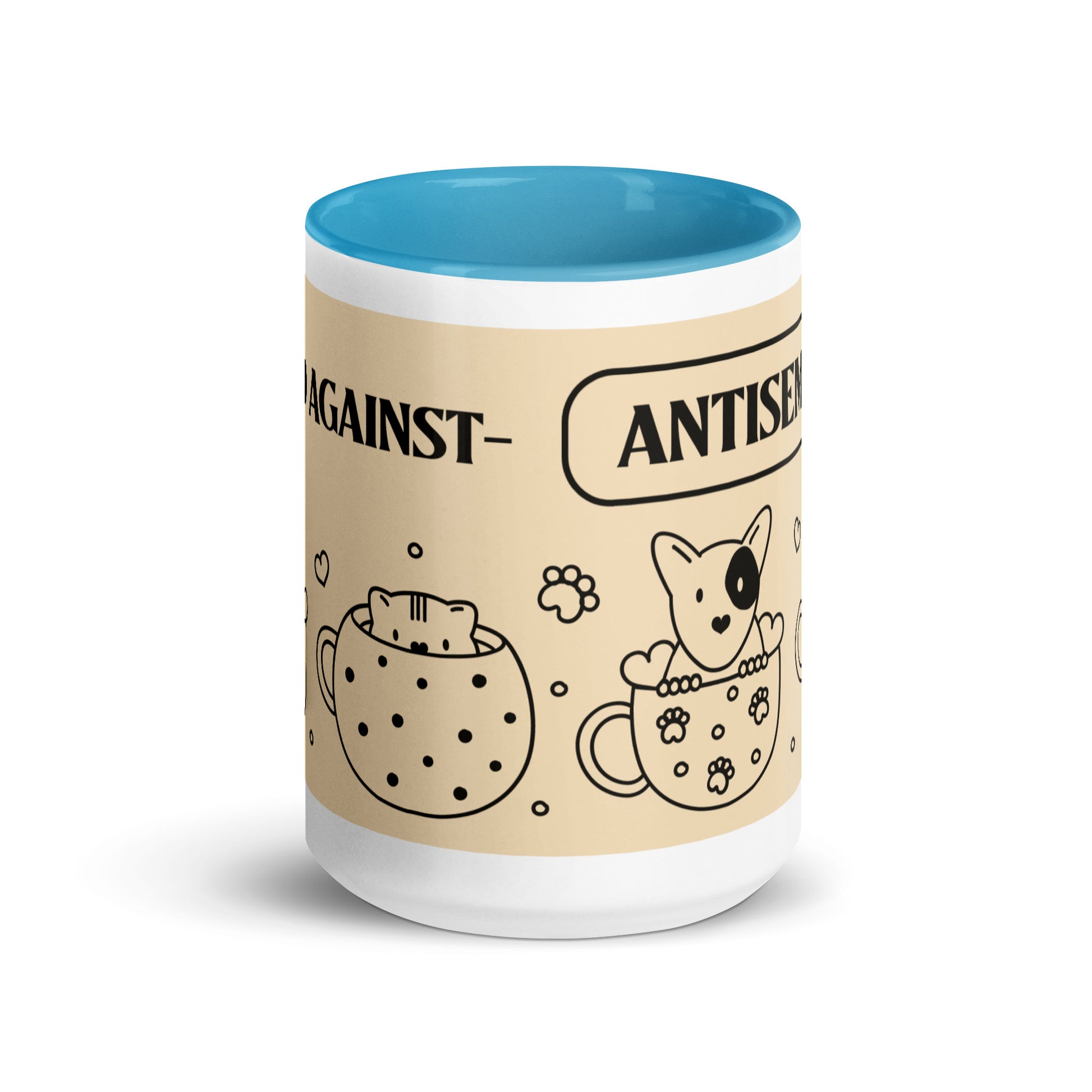 Cute Doodle Pet | Antisemitism | White Mug With Color Inside