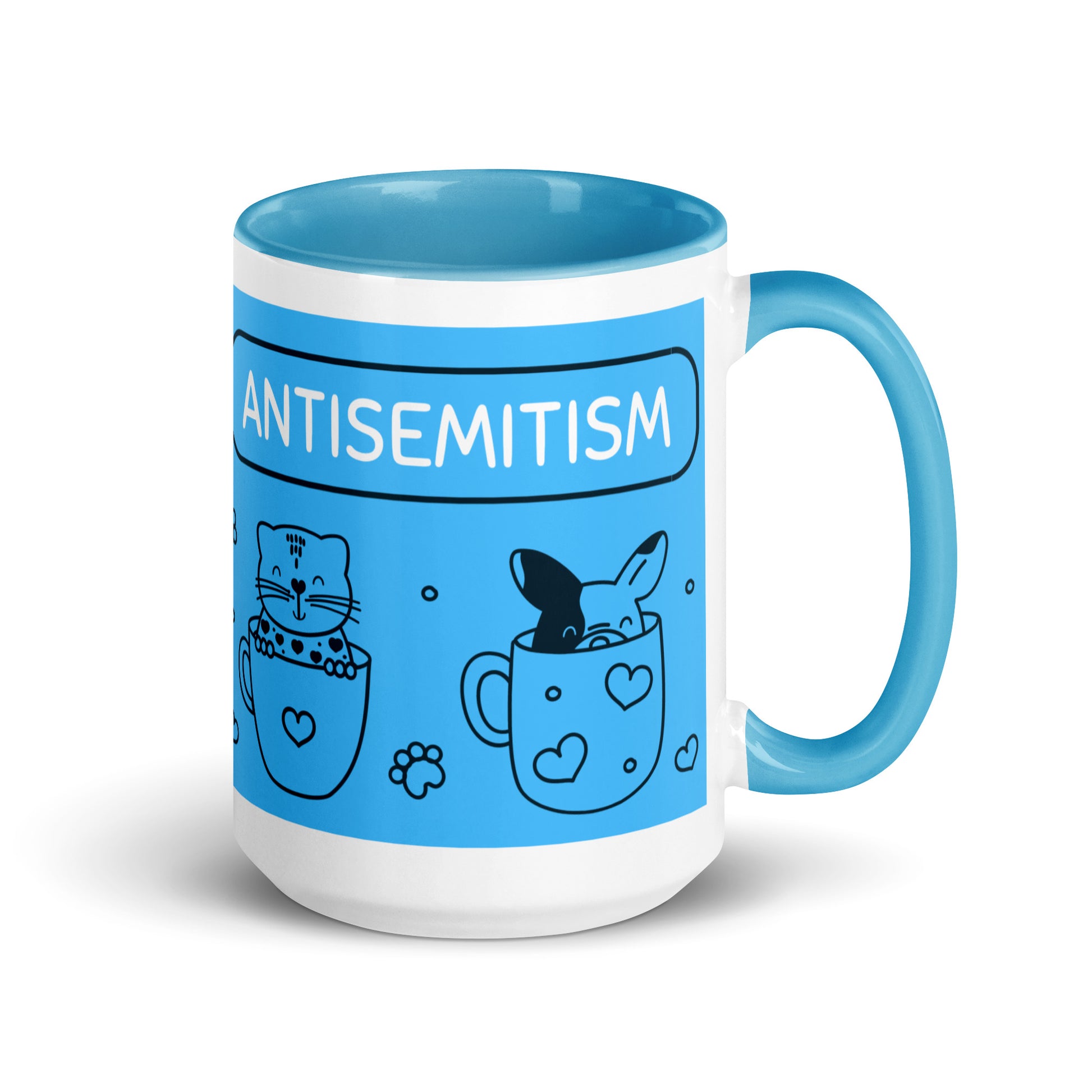 Cute Doodle Pet | Antisemitism | White Mug With Color Inside