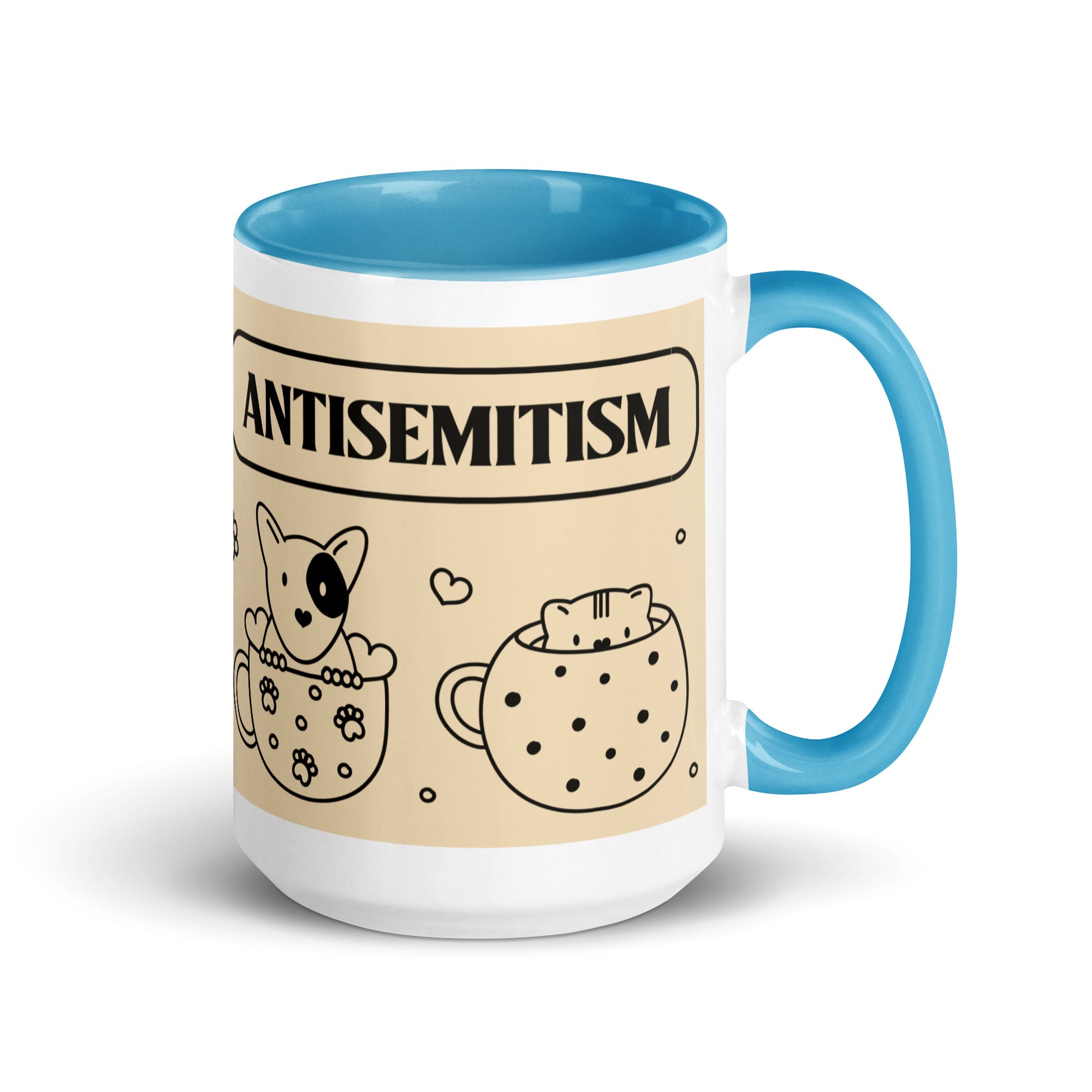 Cute Doodle Pet | Antisemitism | White Mug With Color Inside